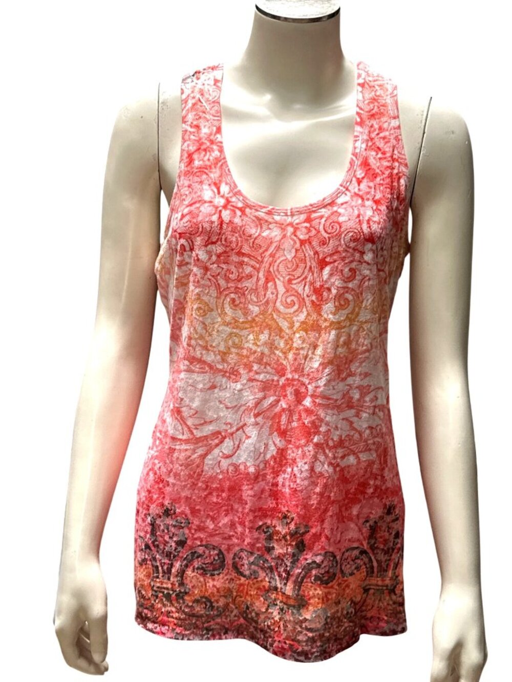 Mossimo Supply Co XL Red Pink Racerback Tank Top Floral Print Y2K Vibes Casual